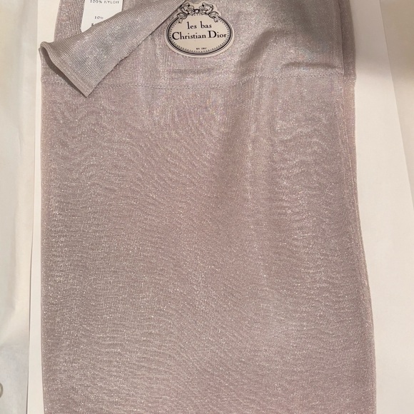 🌺 Vintage Les Bas Christian Dior Stockings Desoie SLEEK SILVER Sz 10.5 💅🏼 - Picture 4 of 9